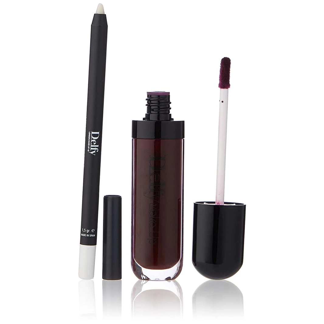 DELFY 3d volume lip gloss with Lip Line Perfector Radiant Orchid