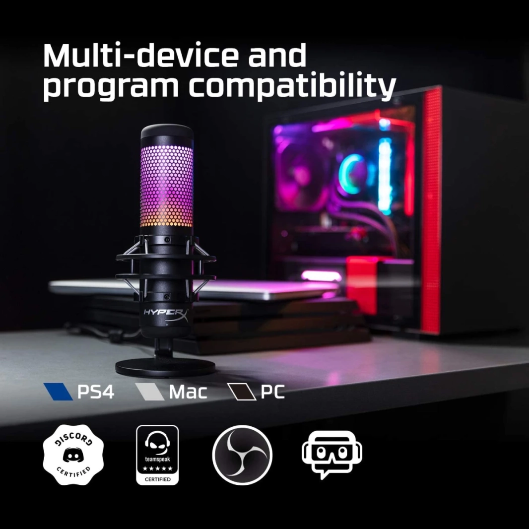 HP HyperX QuadCast S RGB USB Condenser Microphone for PC, PS4, PS5 and Mac