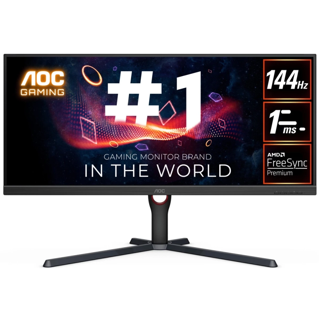 AOC U34G3XM 34 "Ultrawide QHD 2K 144Hz 1MS SRGB 121 ٪ FreeSync ارتفاع الضبط Low Inport Lag W/2x HDMI 2.0 & DisplayPort