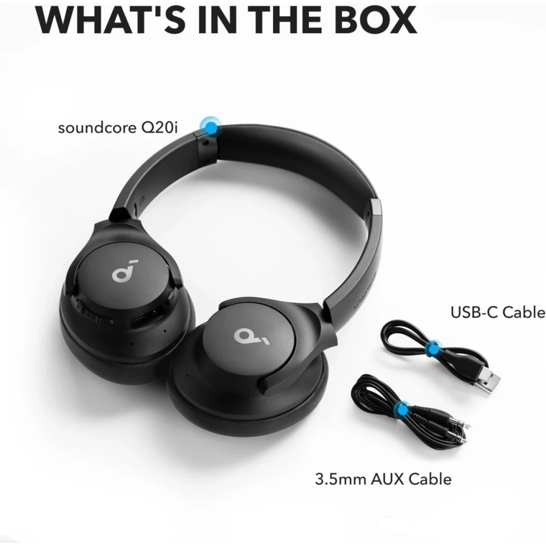 Anker Soundcore Q20I Wireless Hybrid Active Novening Headphones 40 H Long ANC Playtime HI-RES AUDIO BIG BASS MODE