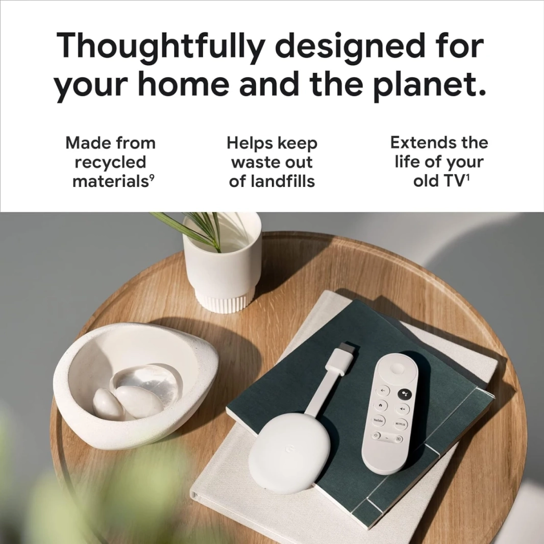 chromecast with Google TV (HD) Streaming Stick Entertainment على تلفزيونك مع أفلام البحث الصوتي وعروضها والتلفزيون المباشر في 1080 بكسل HD - الثلج