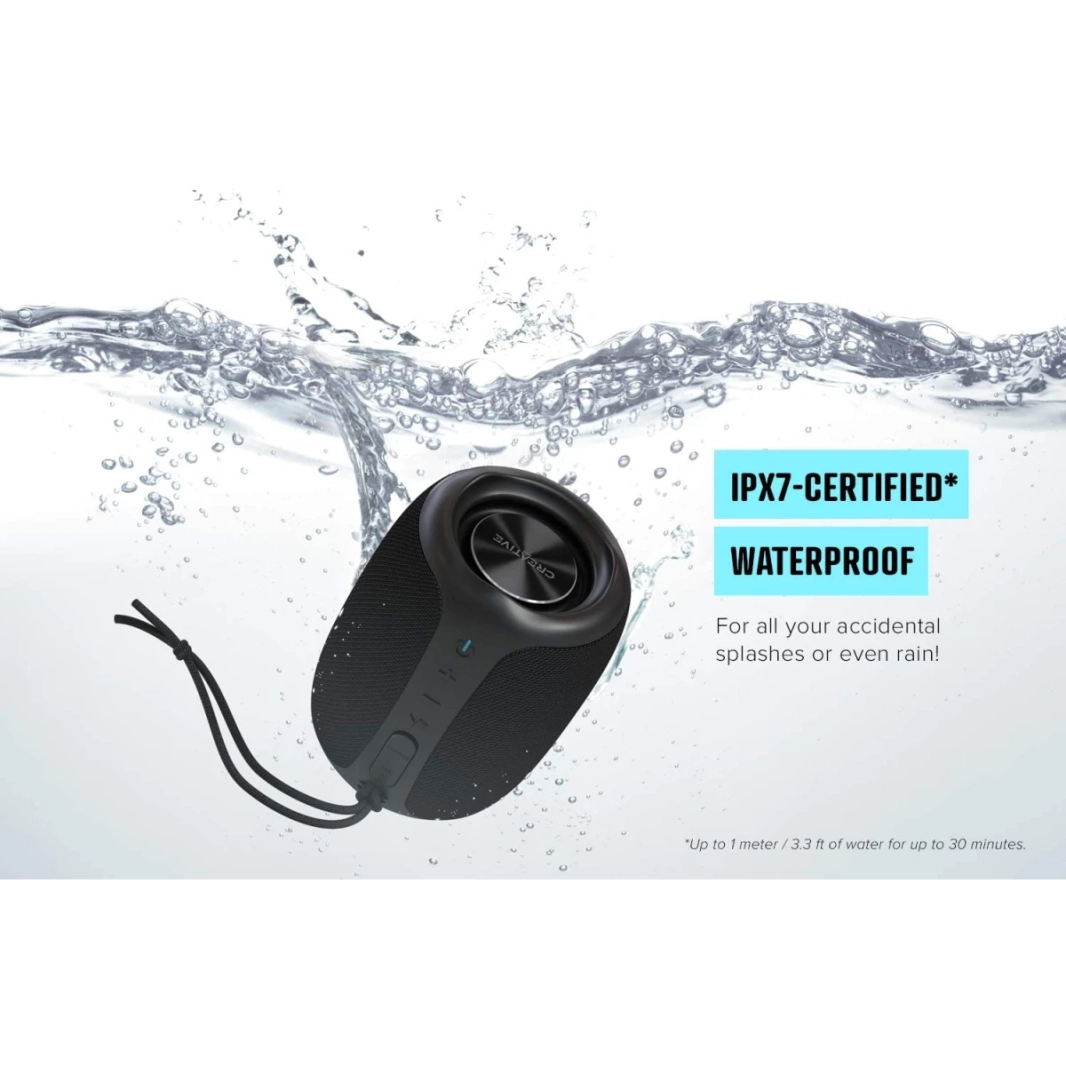 Creative Muvo Play Portable Bluetooth 5.0 Speaker IPX7 Waterproof Up to 10 Hours of Battery Life with Siri & Google Assistant - Black