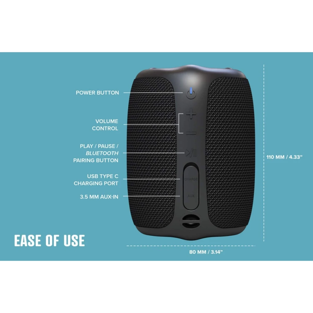 Creative Muvo Play Portable Bluetooth 5.0 Speaker IPX7 Waterproof Up to 10 Hours of Battery Life with Siri & Google Assistant - Black
