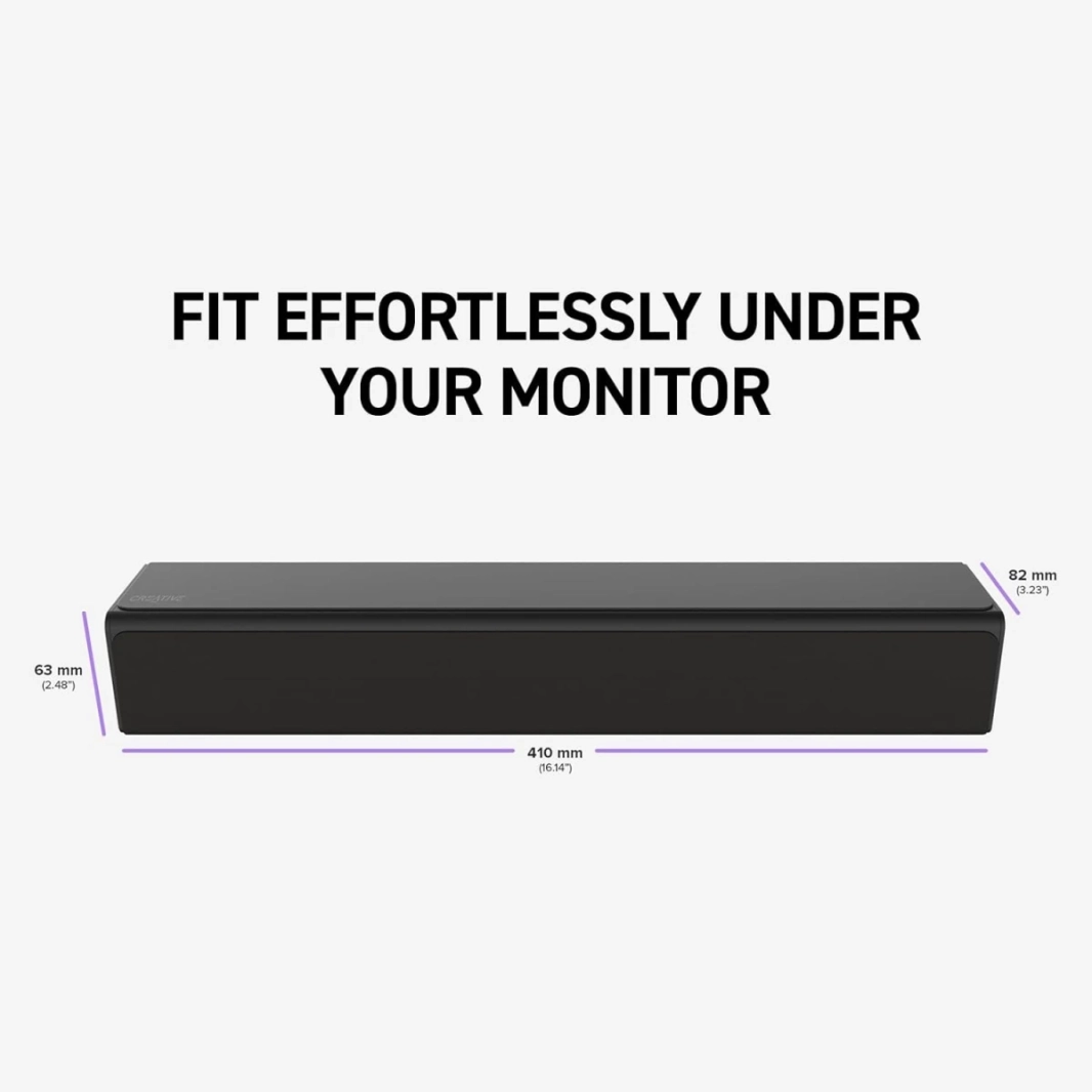 Soundbar Creative Stage SE Mini Compact Under-Monitor مع Bluetooth 5.3 USB Digital Audio للكمبيوتر الشخصي والهاتف المحمول
