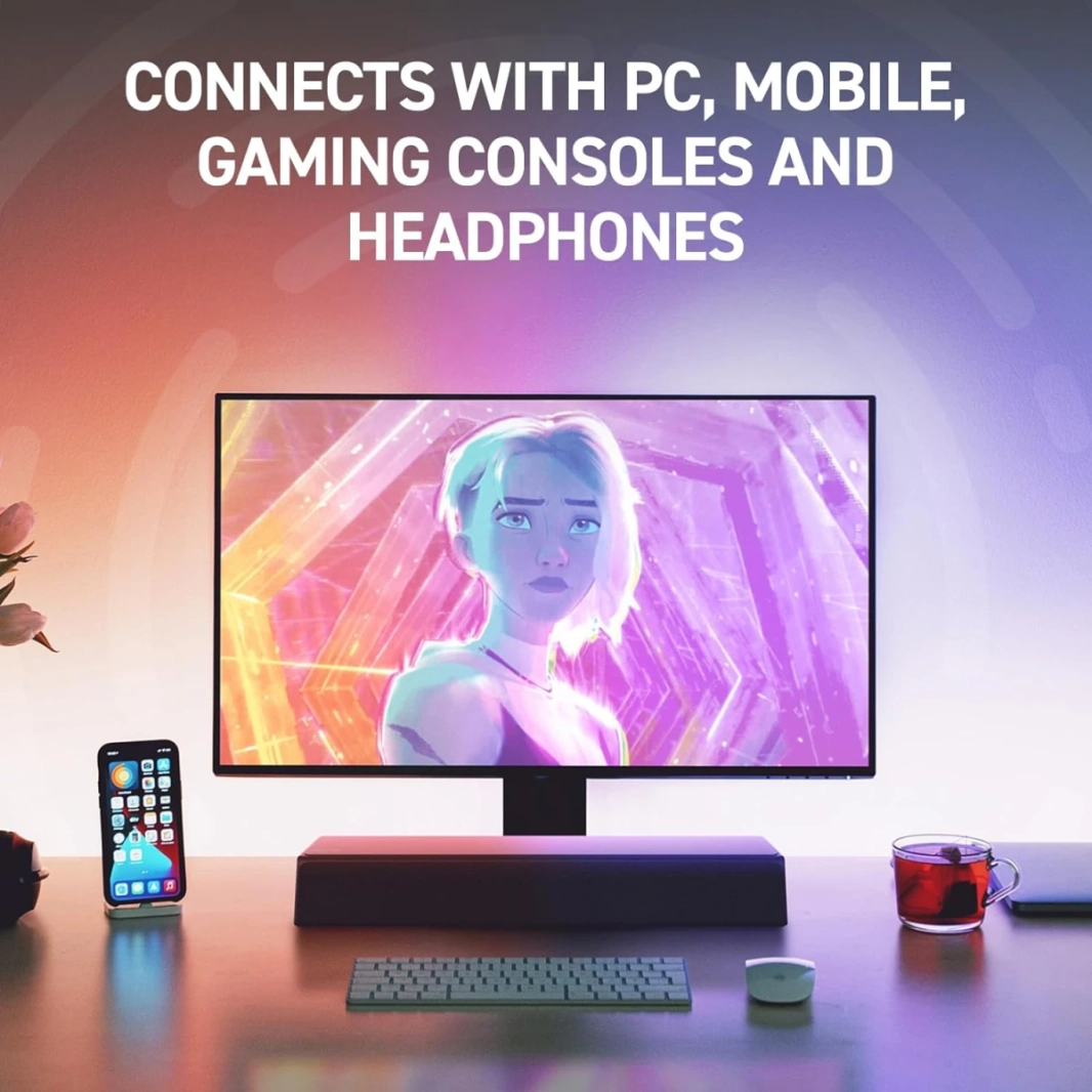 Soundbar Creative Stage SE Mini Compact Under-Monitor مع Bluetooth 5.3 USB Digital Audio للكمبيوتر الشخصي والهاتف المحمول