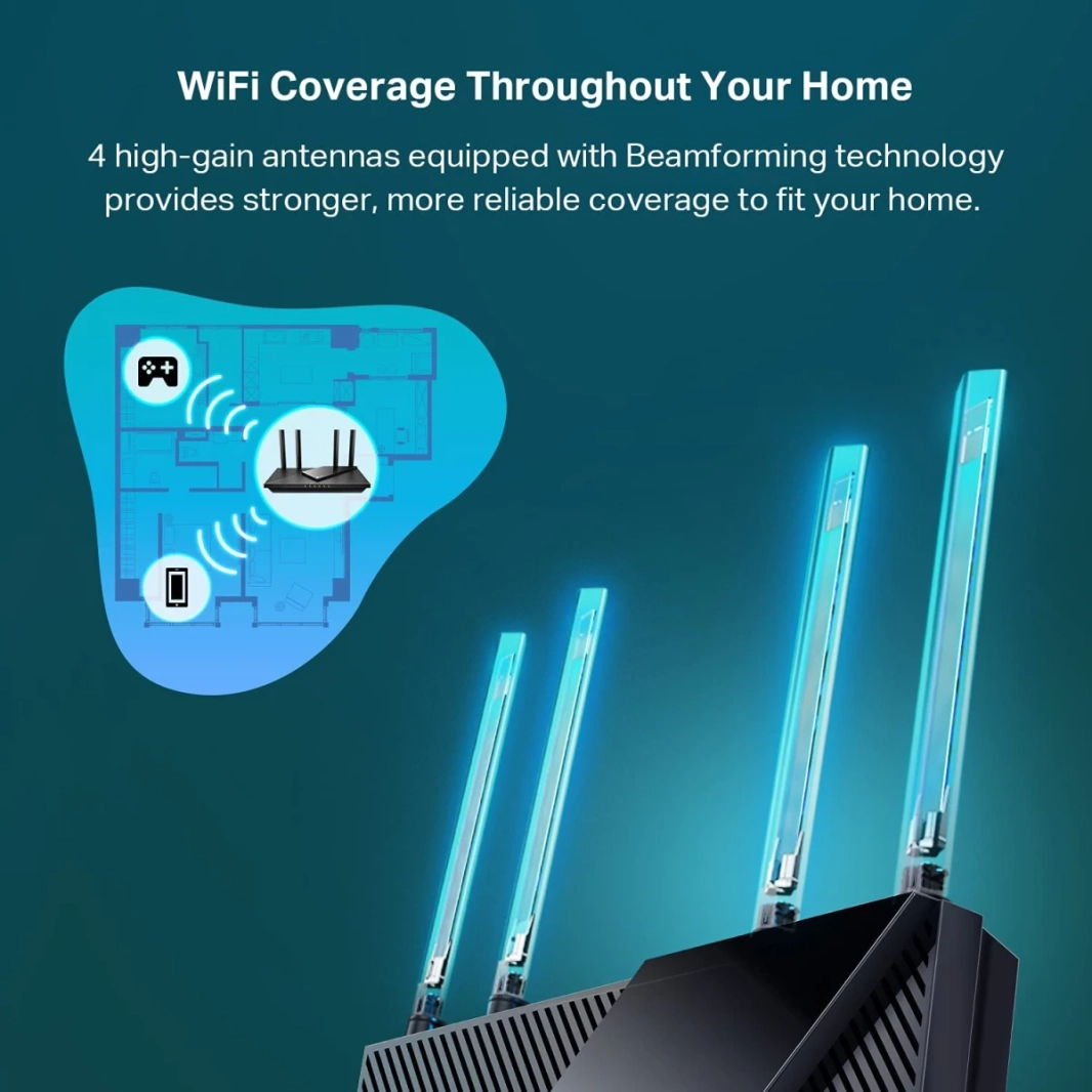 TP-Link Archer AX55 Wi-Fi 6 AX3000 Mbps Gigabit ثنائي النطاق OneMesh™ ثنائي النواة متوافق مع Alexa