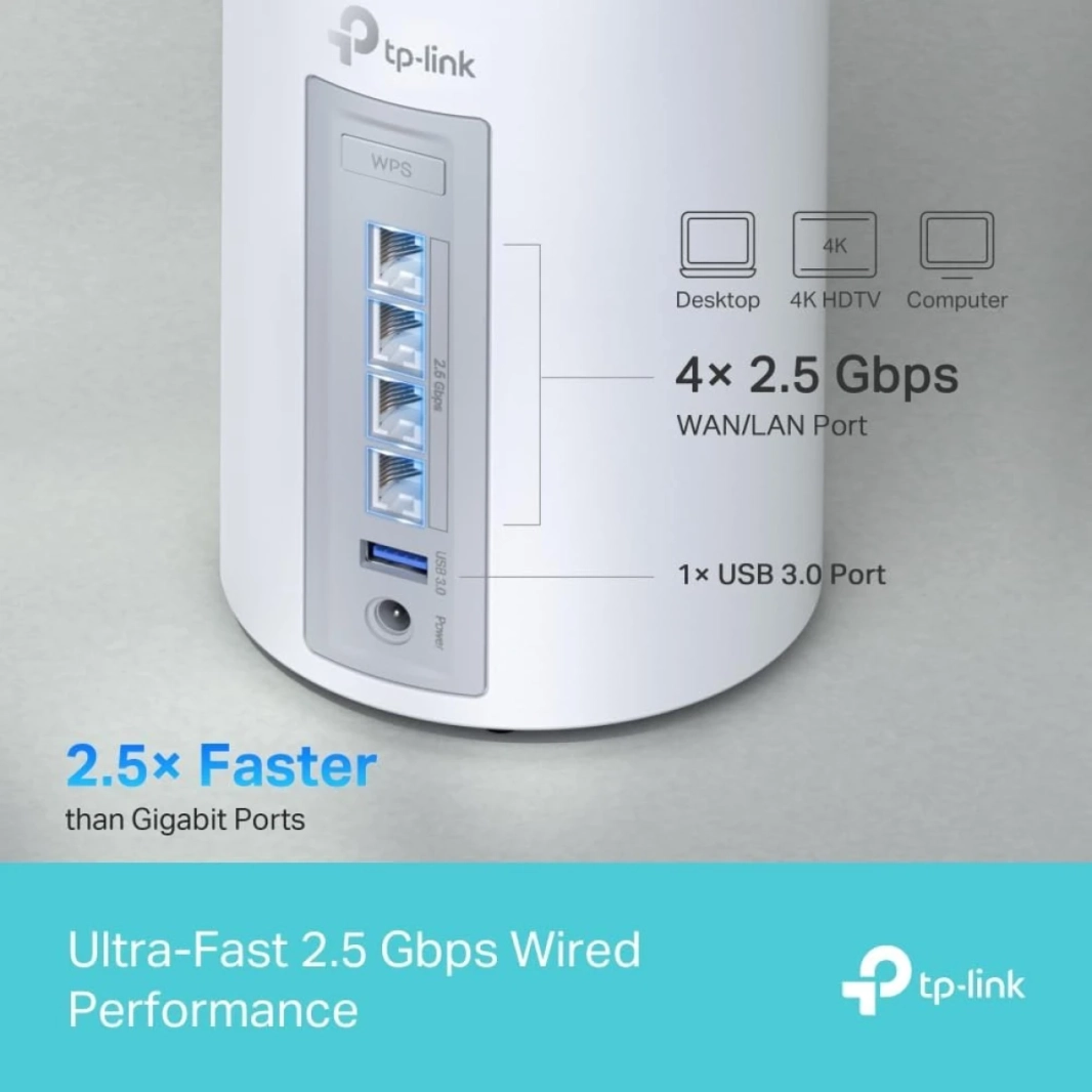 TP-Link Deco BE65 BE9300 للمنزل بالكامل ثلاثي الموجات واي فاي 7 سرعات شبكية تصل إلى 9214 ميجابت في الثانية، اتصال مدعوم بالذكاء الاصطناعي أكثر من 200 جهاز مثالي للألعاب