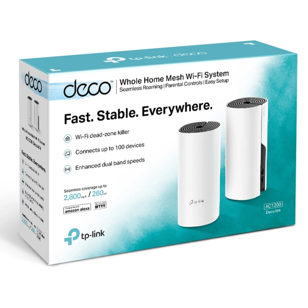 TP-Link Deco M4 AC1200 Dual Band Whole Home Mesh Wi-Fi System Seamless Roaming Speedy Router & Wi-Fi Booster (2-Pack)