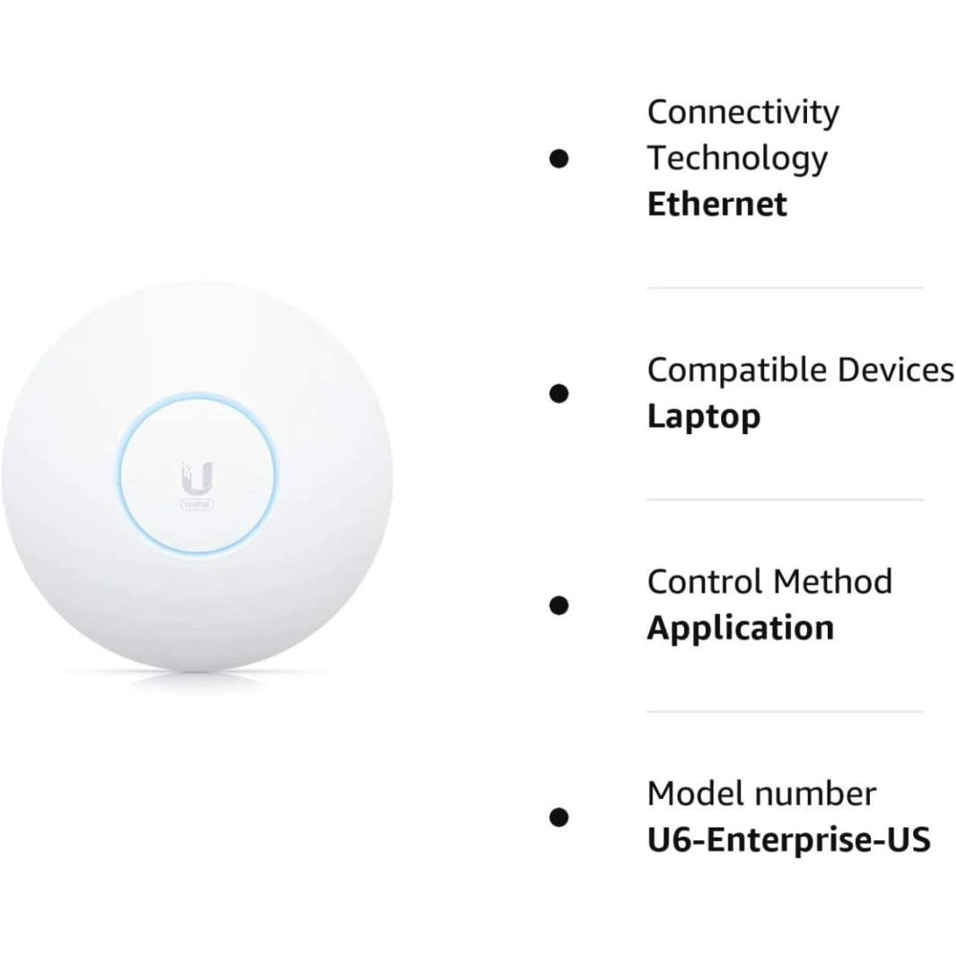 Ubiquiti Networks UniFi U6 Enterprise Wi-Fi 6E نقطة وصول ثلاثية النطاق تصل إلى 10.2 جيجابت/ثانية إنتاجية 2.5 جيجا إيثرنت PoE+ منفذ تثبيت على الحائط/السقف