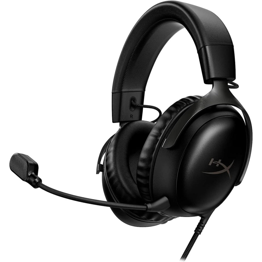 Hyperx Cloud III زاوية سلكية 53 ملم برامج تشغيل DTS Memory Foam Frame Frame Ultra Clear 10mm MIC USB-C و USB-A 3.5 مم للكمبيوتر الشخصي ، PS5 ، Series Xbox X | S-Black