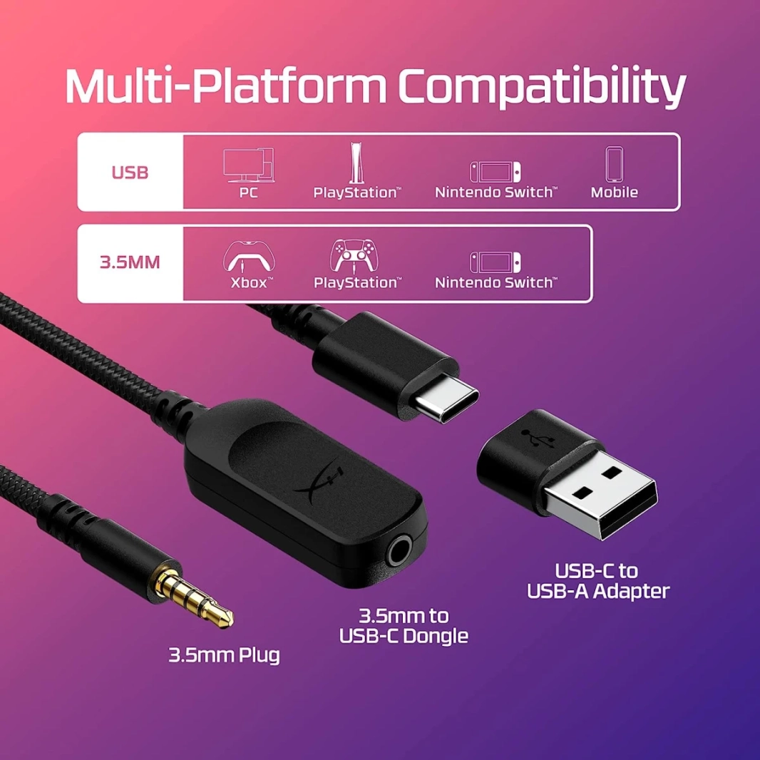 Hyperx Cloud III زاوية سلكية 53 ملم برامج تشغيل DTS Memory Foam Frame Frame Ultra Clear 10mm MIC USB-C و USB-A 3.5 مم للكمبيوتر الشخصي ، PS5 ، Series Xbox X | S-Black