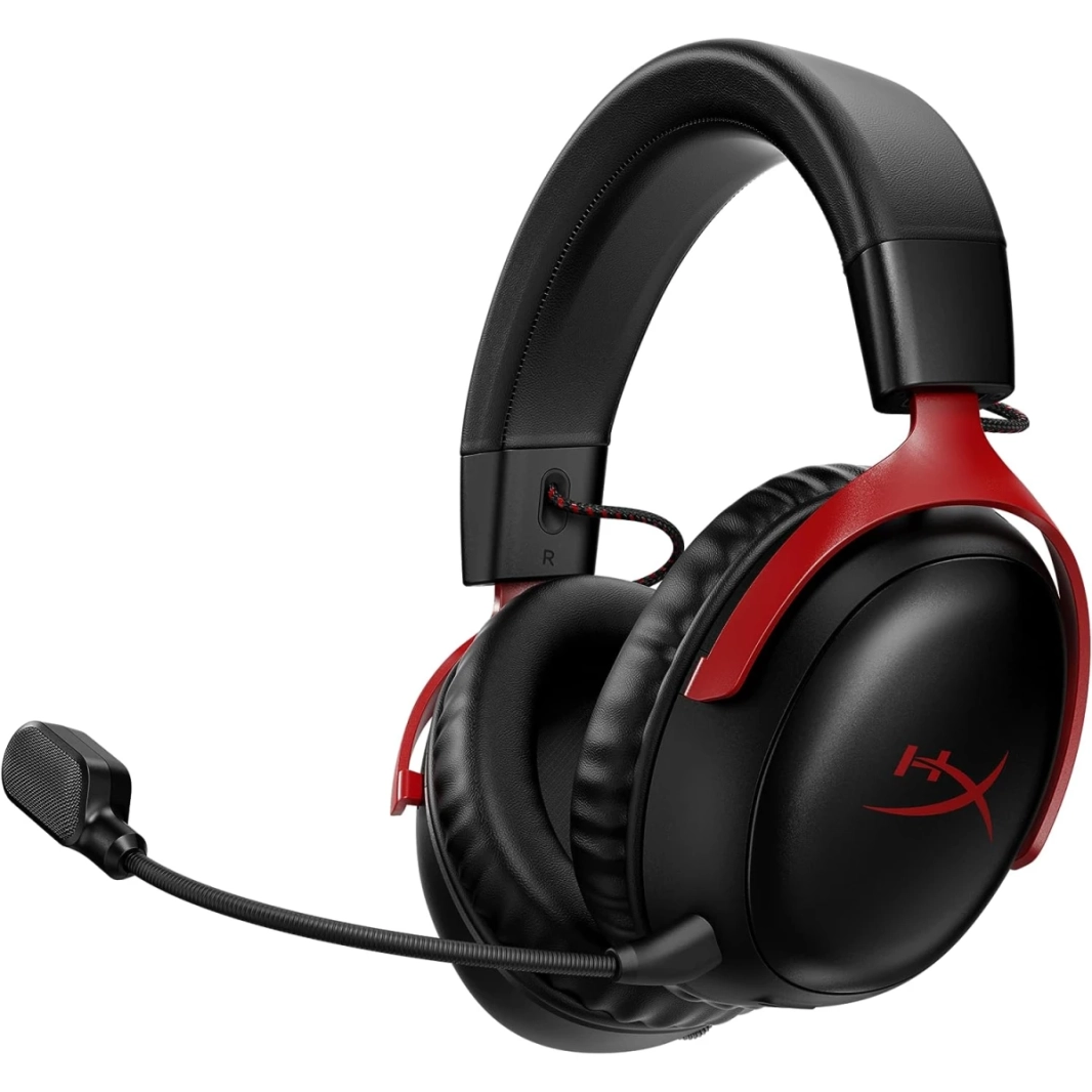 HyperX Cloud III Wireless 2.4GHz Wireless 53mm Angled Drivers Memory Foam Durable Frame 10mm Microphone up to 120-hour Battery For PC, PS5, PS4 - Black/Red