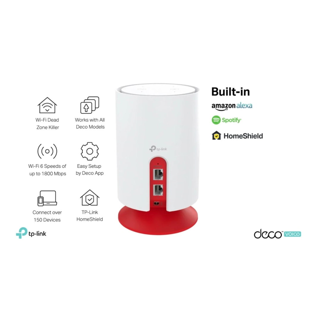 نظام TP-LINK Deco Voice X20 AX1800 Mesh Wi-Fi 6 مع مكبر صوت ذكي