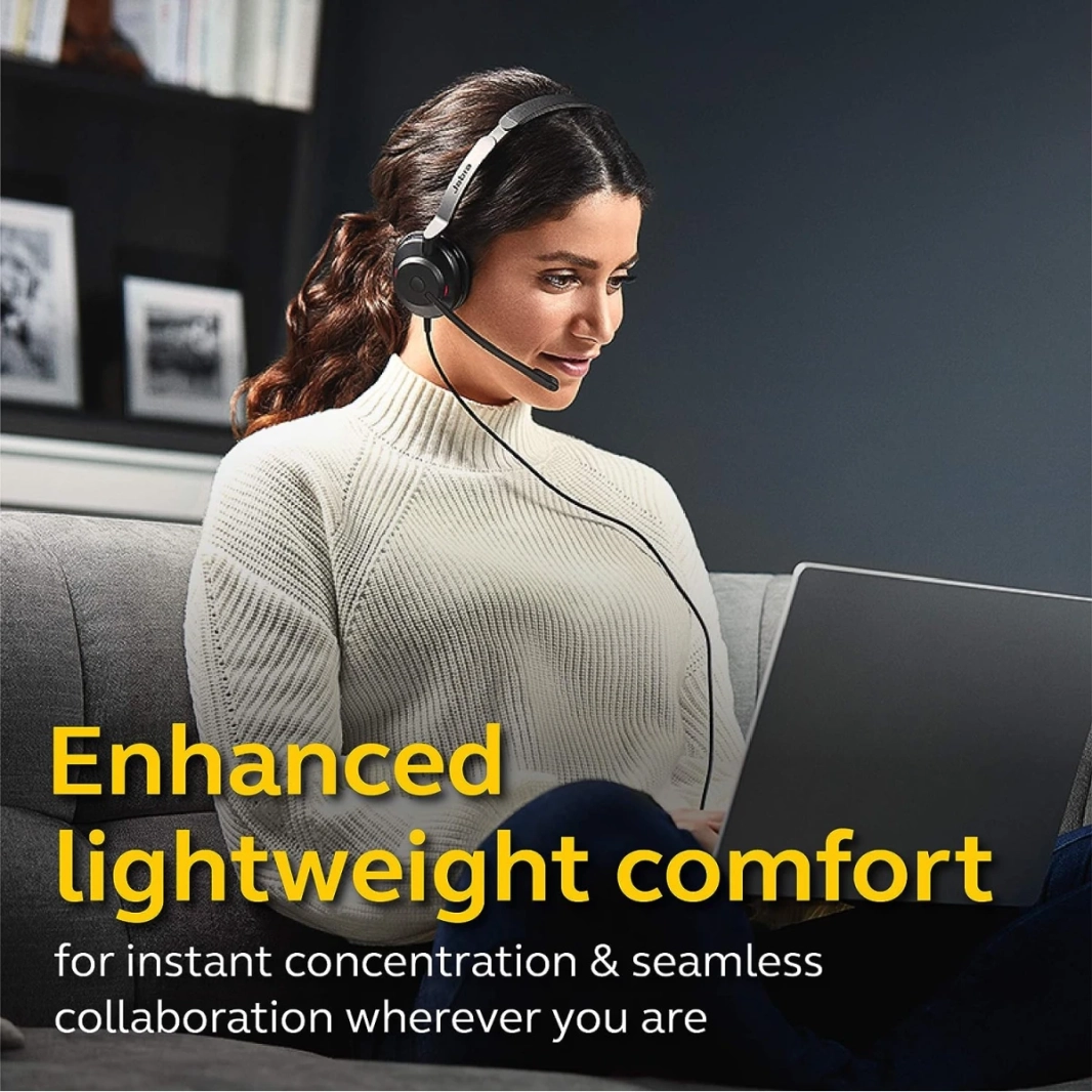 Jabra Evolve2 30 مللي ثانية سلكية USB-C MONO سماعة الهاتف المحمولة خفيفة الوزن مع 2 ميكروفونات مدمجة طوال اليوم عزل وعزل الضوضاء