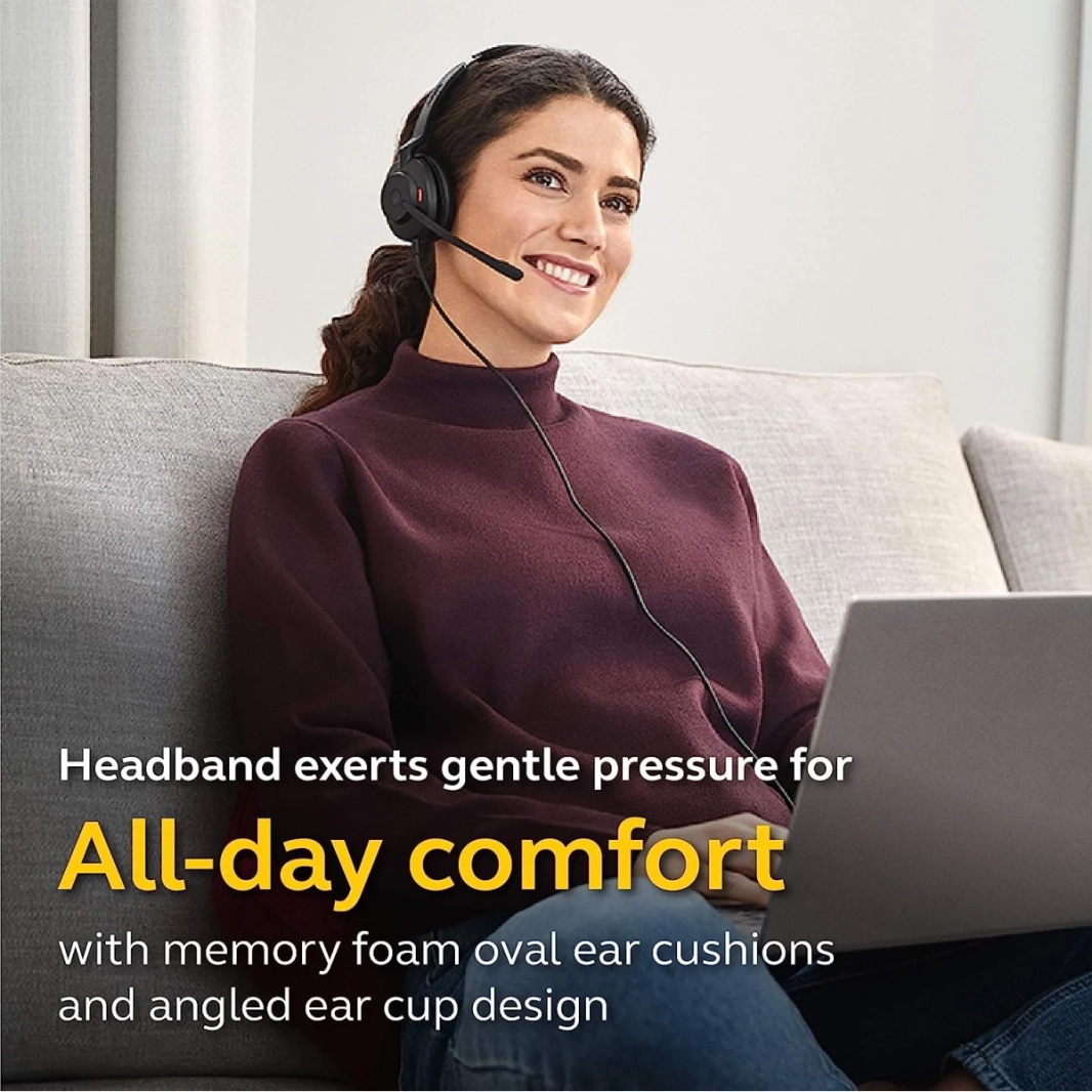 Jabra Evolve2 30 مللي ثانية سلكية USB-C MONO سماعة الهاتف المحمولة خفيفة الوزن مع 2 ميكروفونات مدمجة طوال اليوم عزل وعزل الضوضاء