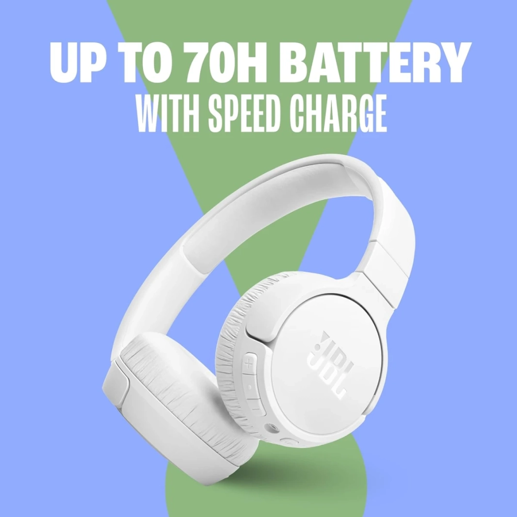 JBL Tune 670nc إلغاء الضوضاء التكيفية مع اللاسلكي المحيط الذكي يصل إلى 70 ساعة سرعة عمر البطارية شحنة خفيفة الوزن مريحة وقابلة للطي - أسود