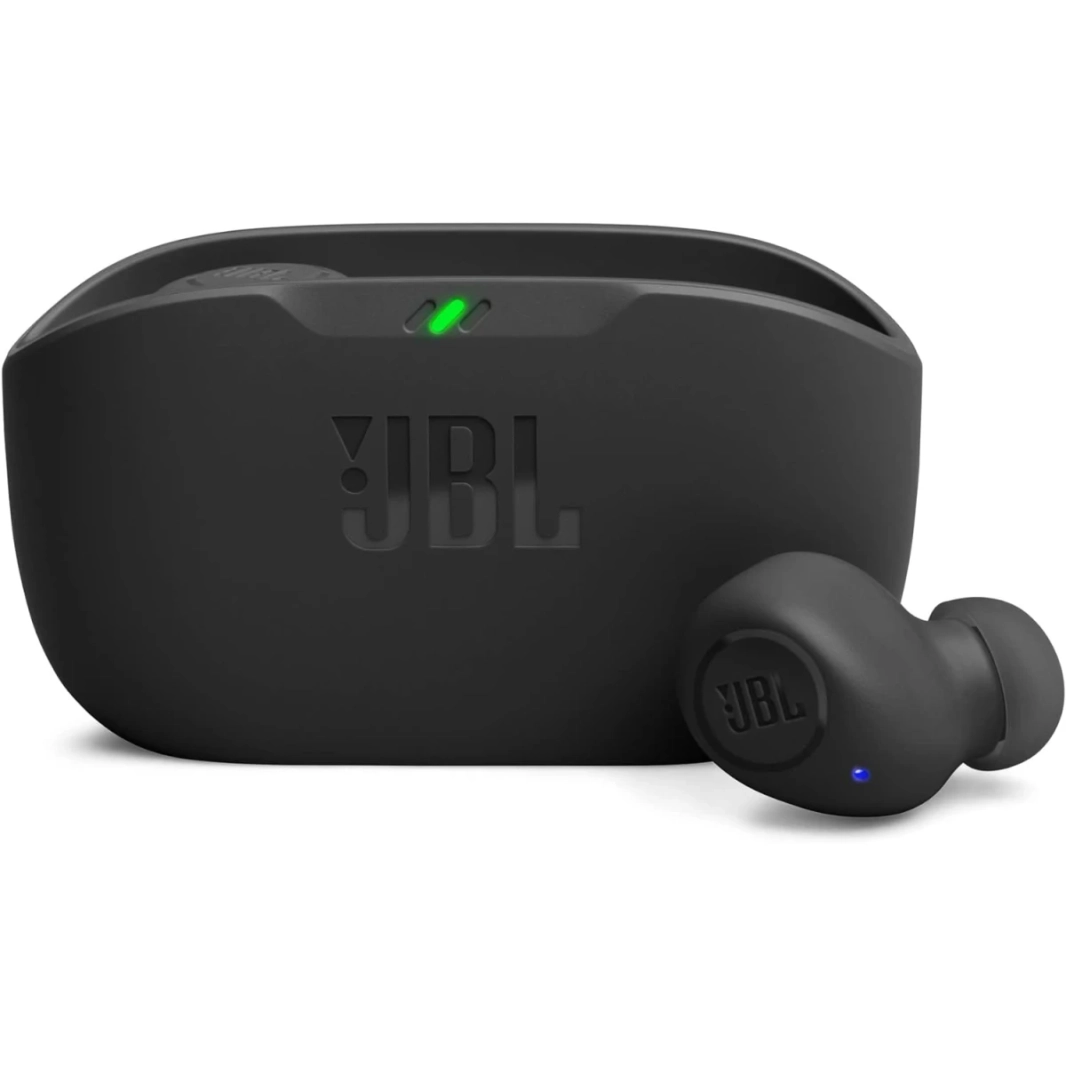 JBL Wave براعم حقيقية لاسلكيات لاسلكية باس عميقة مريحة ملائمة 32 ساعة بطارية ذكية خالية من اليدين ماء ومقاوم للأتربة - أسود