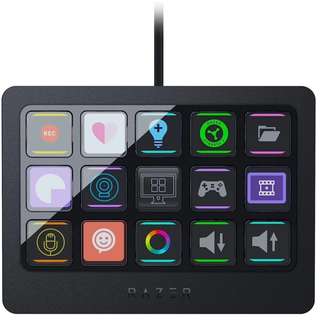 وحدة تحكم Razer Stream X الكل في واحد، لوحة مفاتيح للبث، 15 زرًا لشفرات التبديل، وحدات ماكرو متعددة الوصلات، لوحة واجهة مغناطيسية قابلة للتبديل، مصممة لأجهزة الكمبيوتر الشخصية وأجهزة Mac