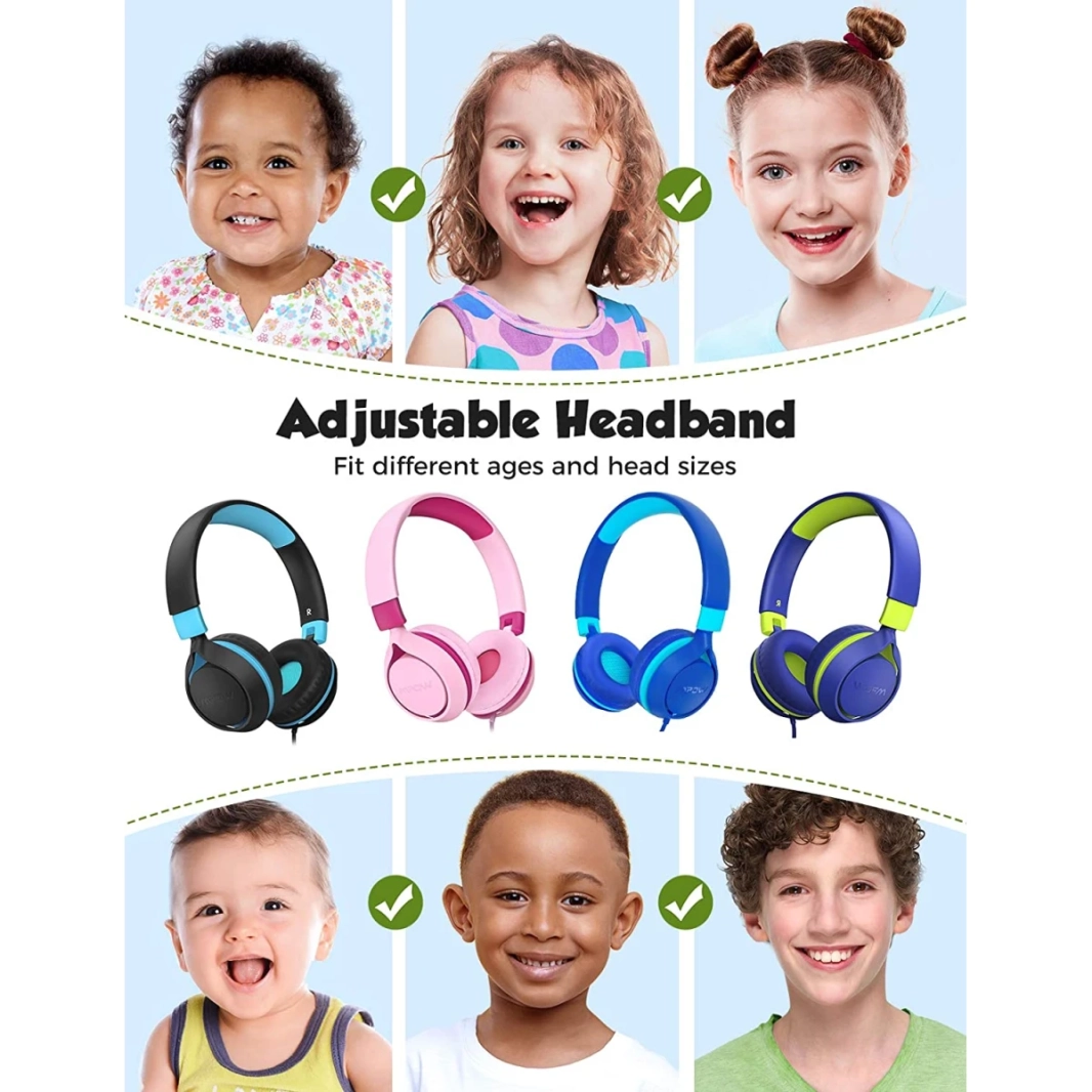 MPOW CHE1 Kids Wired for Kids LIME 94DB قابلة للطي للهواتف المحمولة والأجهزة اللوحية والكمبيوتر الشخصي - الأزرق
