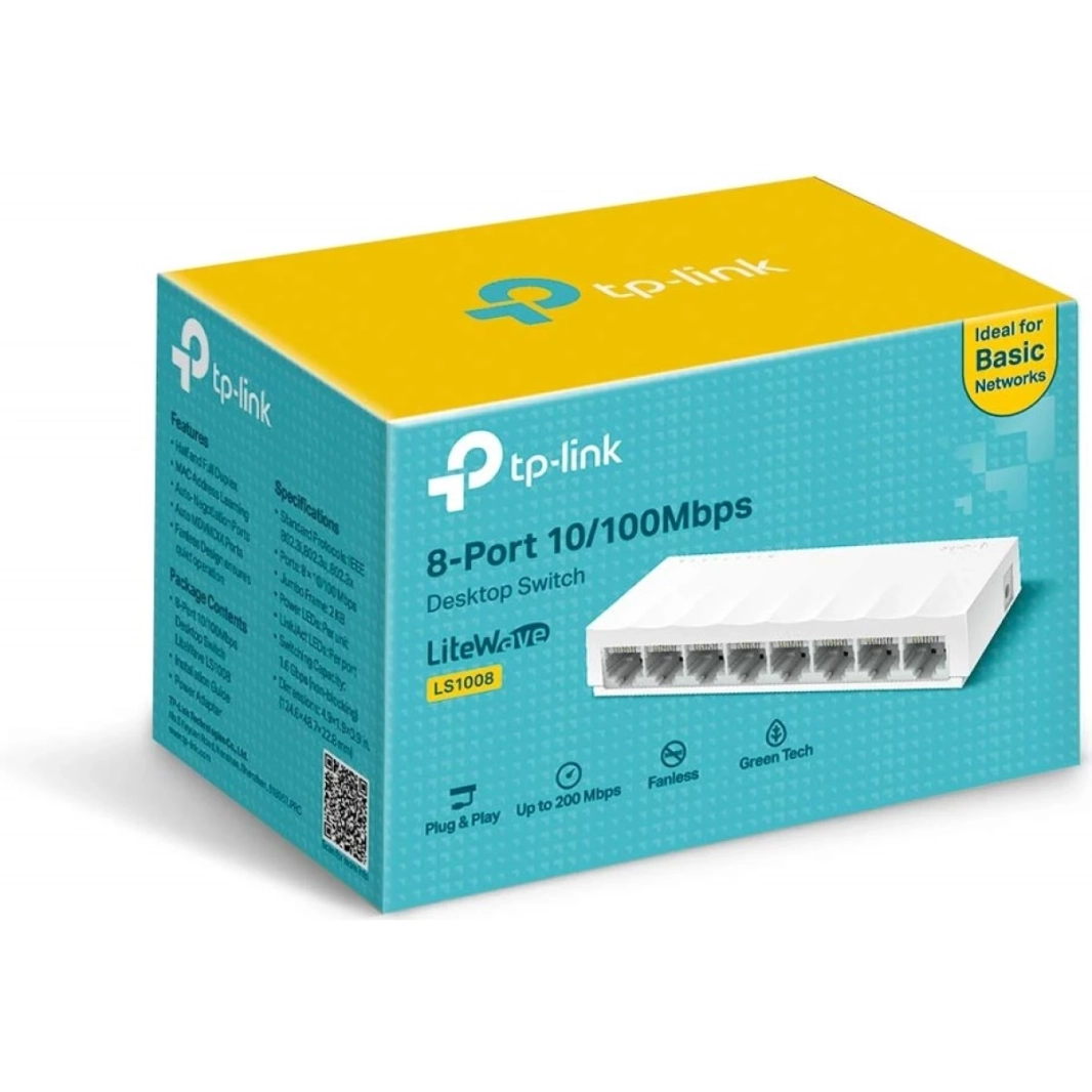 TP-Link LS1008 8-Port 10 / 100Mpbs تبديل سطح المكتب إيثرنت الفاصل حالة من البلاستيك