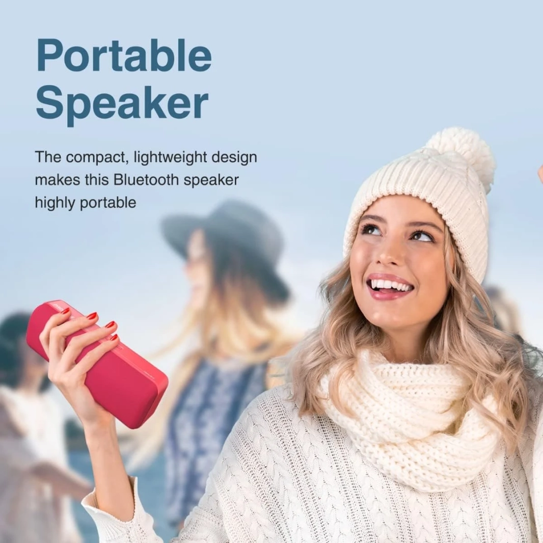 PROMATE CAPSULE -2 Bluetooth Portable Speaker HD 6W TRUE Bluetooth 5.0 Long Playtime USB Media Port Micro SD Card ومنفذ 3.5 مم - أحمر