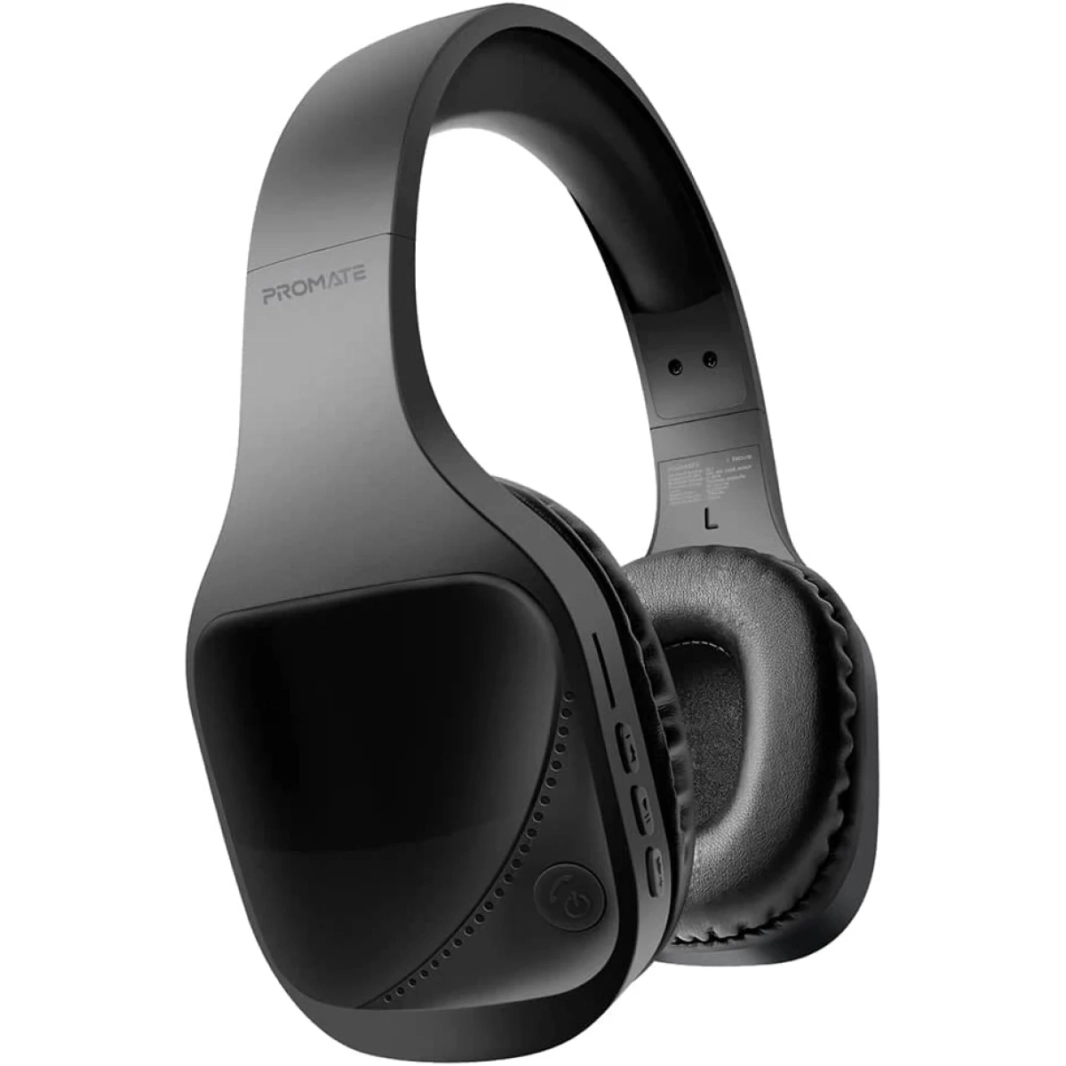 Promate NOVA Wire & Wireless Hi-Fi Stereo w/ MicroSD FM Radio AUX Port Noise Isolation Built-in Mic & On-Ear Control - Black