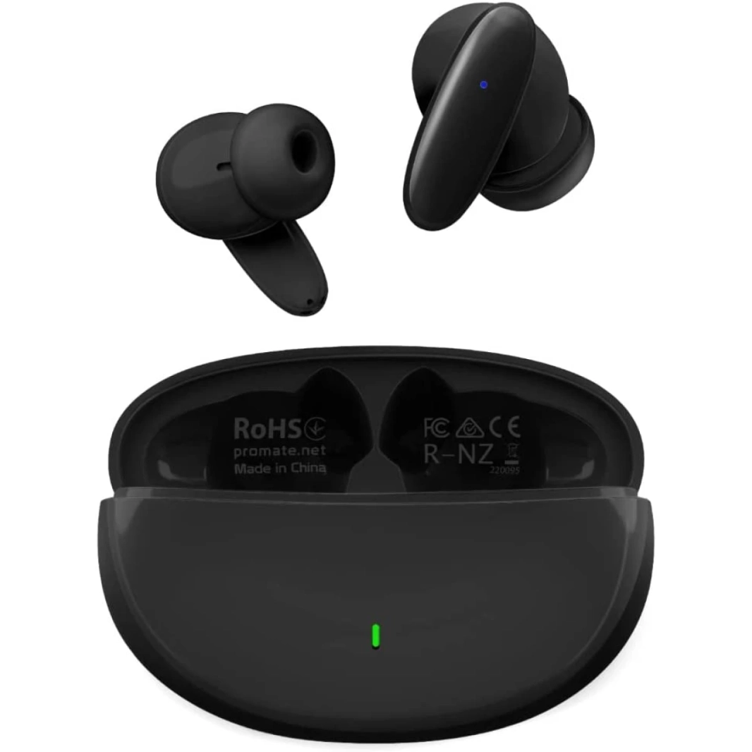 Promate True Wireless Earbuds Bluetooth v5.1 w/ Mic IPX5 Water Resistance 20H Playback Time - Black