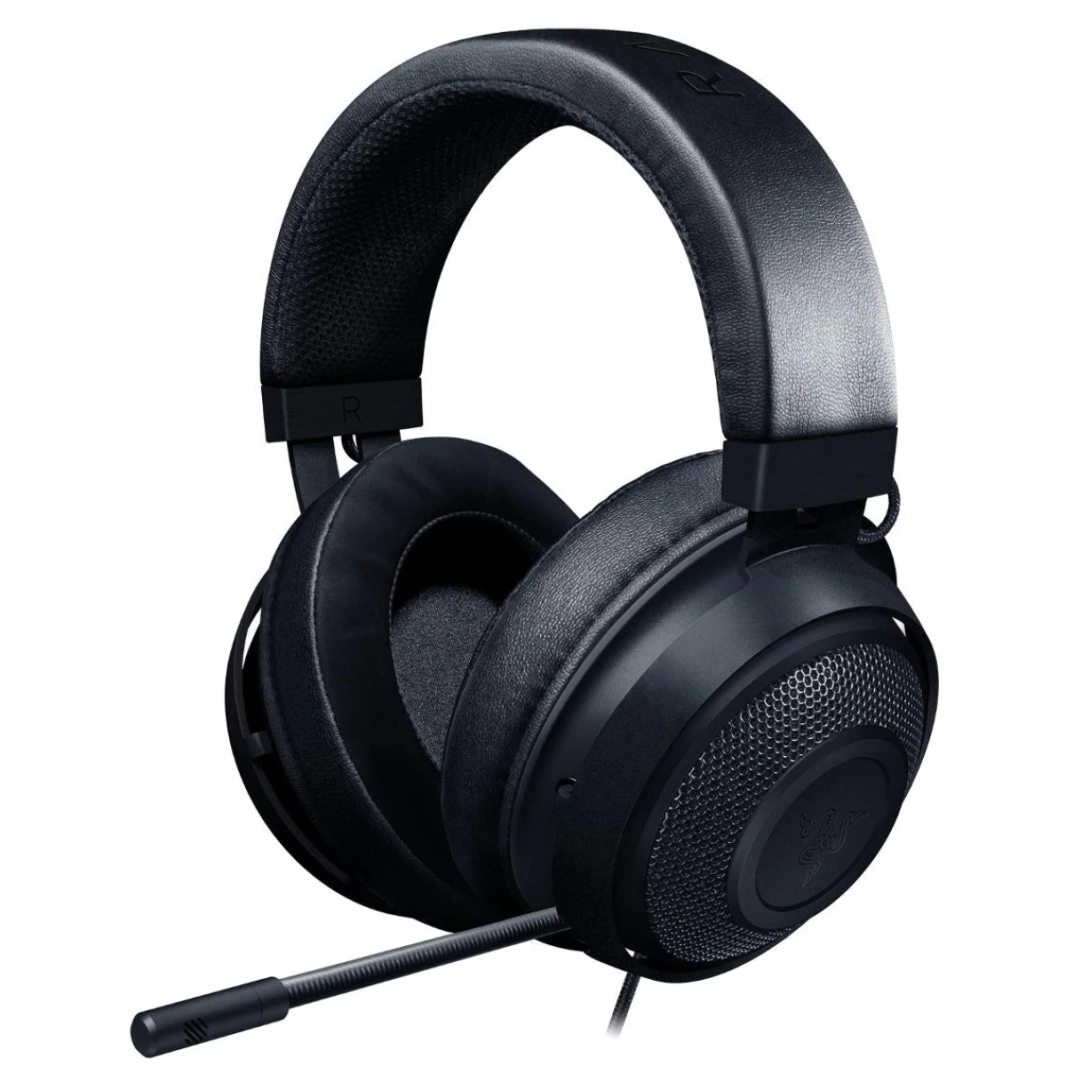 Razer Kraken Cross-platform سلكية سلكية سلكية 50 ملم ميكروفون أحادي الاتجاه 3.5 مم مع عناصر التحكم في الخط-أسود