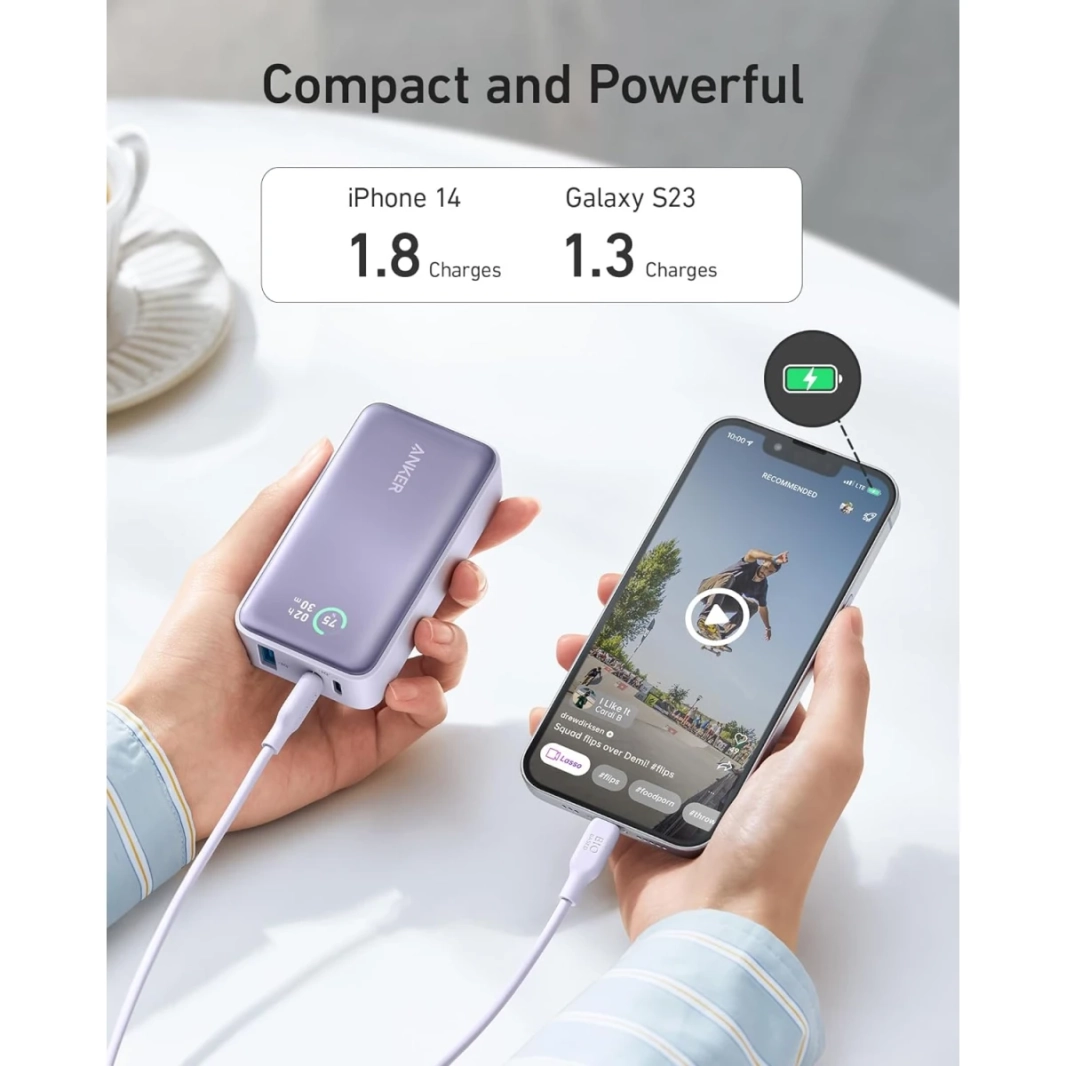 باور بانك Anker PowerCore 30W IQ 3.0 PD 30W Max Output 10,000mAh بطارية لهاتف iPhone 15/15 Plus/15 Pro/15 Pro Max وMacBook وDell وMicrosoft Surface والمزيد
