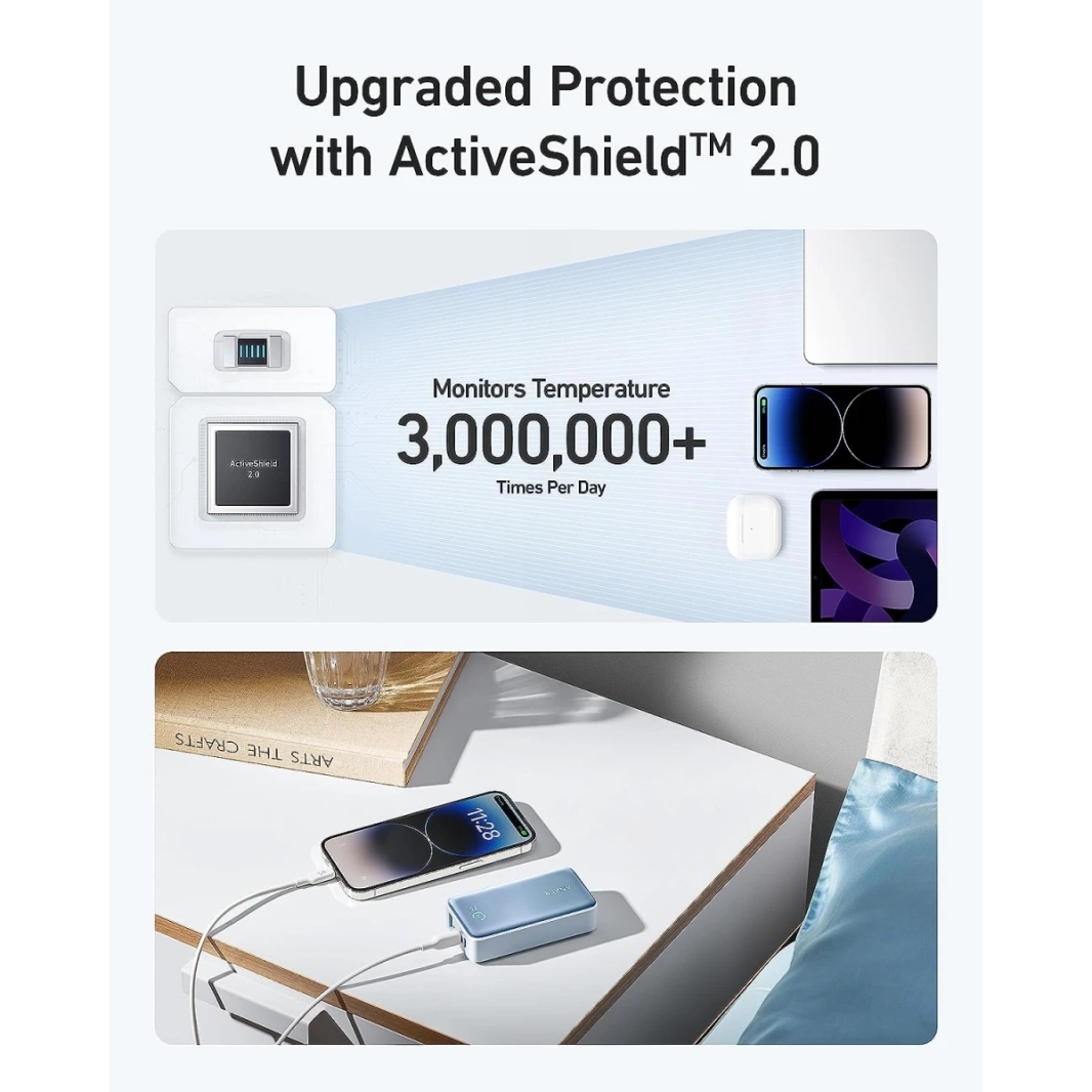 باور بانك Anker PowerCore 30W IQ 3.0 PD 30W Max Output 10,000mAh بطارية لهاتف iPhone 15/15 Plus/15 Pro/15 Pro Max وMacBook وDell وMicrosoft Surface والمزيد