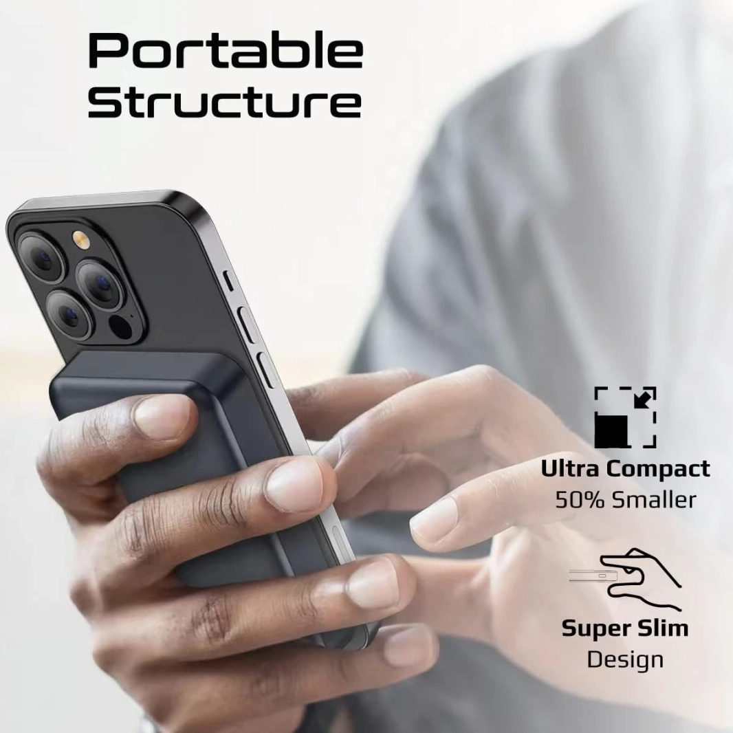 Promate LucidPack-10 Premium 10000mAh Transparent Battery Pack with 15W Magnetic Charging 20W USB-C Over Charging Protection - Black