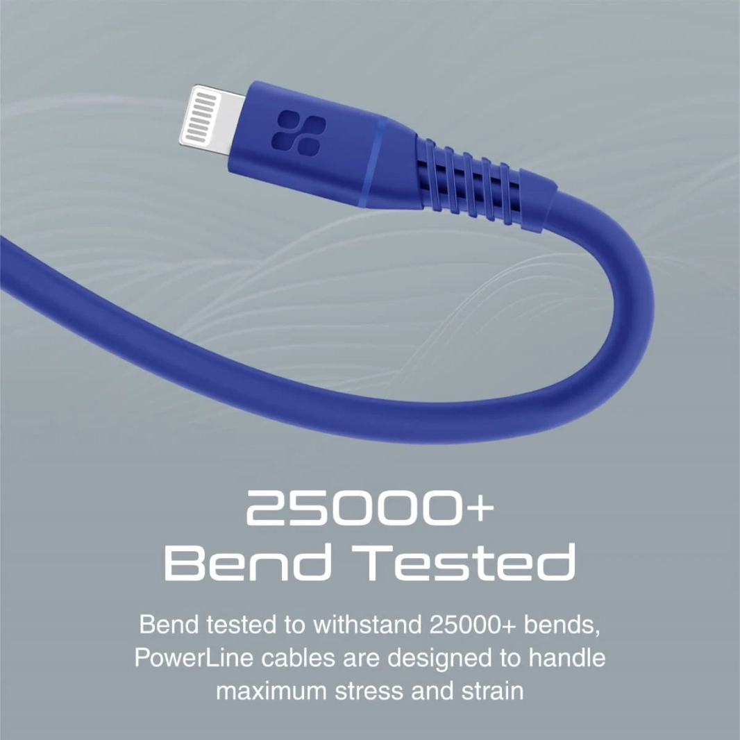 بروميت كابل USB-C إلى Lightning كابل Apple MFi المعتمد مع توصيل طاقة 20 واط، 120 سم سيليكون مضاد للتشابك - أزرق