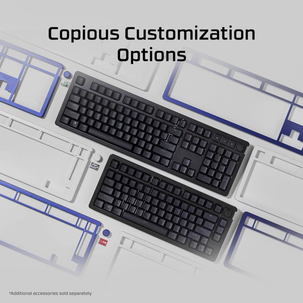 HyperX Alloy Rise Mechanical Ultra-Customizable Hot-Swappable Switches Ambient Light Sensor Gasket Mounted Linear Switches Arabic / English Layout