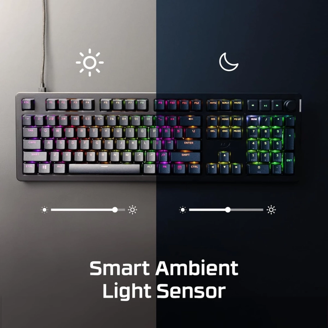 HyperX Alloy Rise Mechanical Ultra-Customizable Hot-Swappable Switches Ambient Light Sensor Gasket Mounted Linear Switches Arabic / English Layout