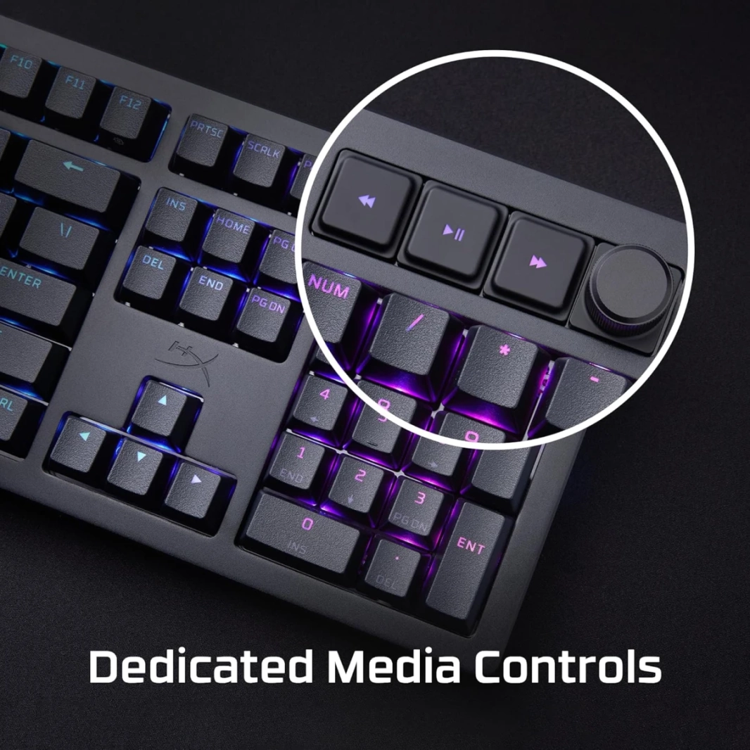 HyperX Alloy Rise Mechanical Ultra-Customizable Hot-Swappable Switches Ambient Light Sensor Gasket Mounted Linear Switches Arabic / English Layout