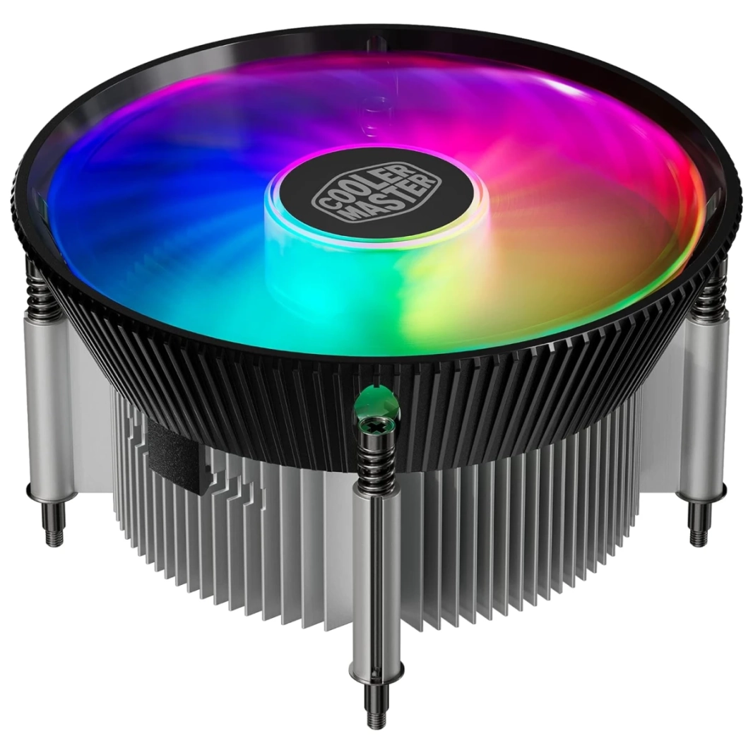 Cooler Master i70C LGA1700 ARGB Intel Low-Profile CPU Air Cooler Anodized Black Aluminum Fins Copper Insert Base 95W TDP 120mm ARGB 3-Pin Fan