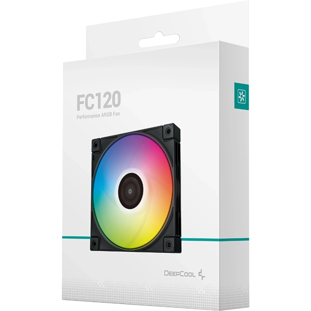 DeepCool FC120 120mm 1800RPM 61.91CFM FDB 5V-3Pin RGB 4-Pin PWM عالي الأداء للحالات ومبردات وحدة المعالجة المركزية - أسود