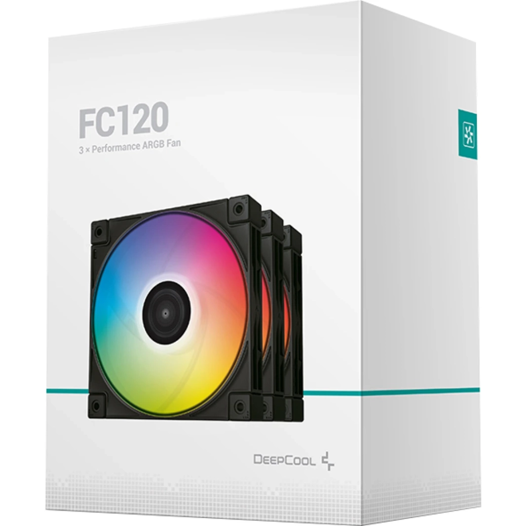DeepCool FC120 3x120mm 1800RPM 61.91CFM FDB 5V-3Pin RGB 4-Pin PWM High Performance For Cases & CPU Coolers - Black