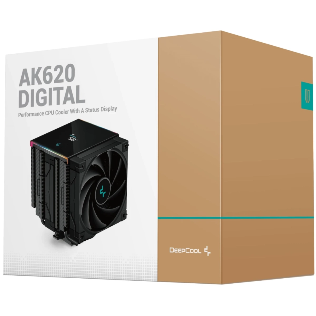 DeepCool AK620 Digital CPU Air Cooler Mighty 260w TDP 6 Copper Heat Pipes Dual-Tower CPU Cooler w/ ARGB LED Strip & Digital Screen Displays