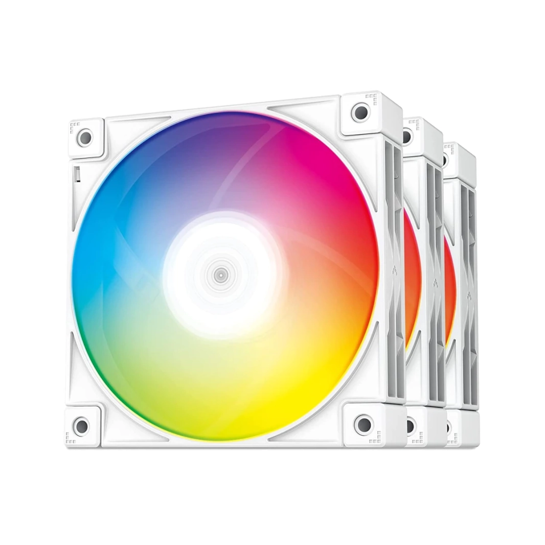 DeepCool FC120 White 3x120mm 1800RPM Daisy Chain RGB 5v-3pin PWM مراوح التبريد هادئة للحالات والمبردات - أبيض