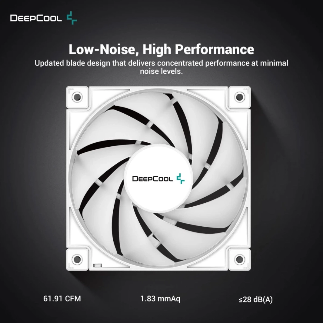 DeepCool FC120 White 3x120mm 1800RPM Daisy Chain RGB 5v-3pin PWM مراوح التبريد هادئة للحالات والمبردات - أبيض