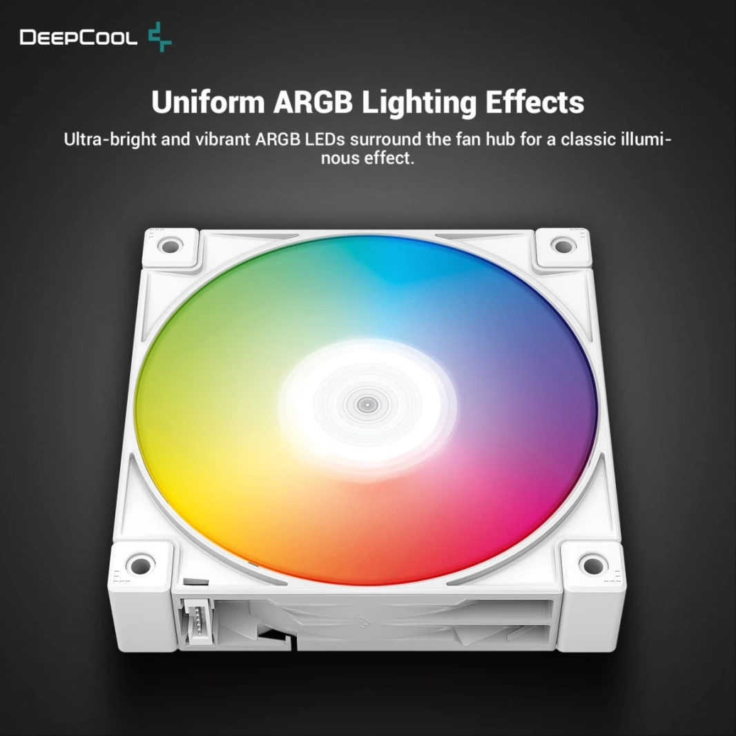 DeepCool FC120 White 3x120mm 1800RPM Daisy Chain RGB 5v-3pin PWM مراوح التبريد هادئة للحالات والمبردات - أبيض
