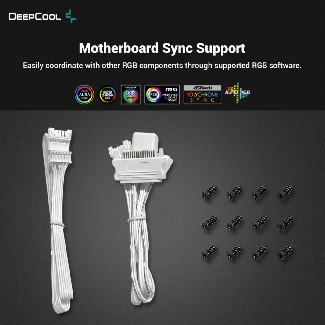 DeepCool FC120 White 3x120mm 1800RPM Daisy Chain RGB 5v-3pin PWM مراوح التبريد هادئة للحالات والمبردات - أبيض