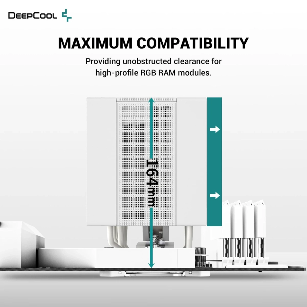 DeepCool ASSASSIN 4S Premium CPU مبرد هواء ثنائي البرج مركزي 140 مم مروحة FDB 7 أنابيب حرارة نحاسية هادئة / مفتاح وضع الأداء - أبيض
