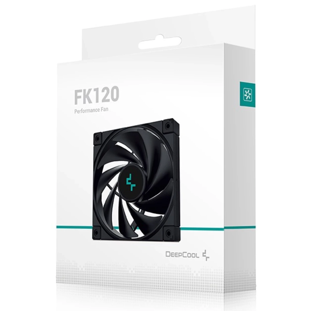 DeepCool FK120 120mm 1850RPM 69CFM 4-Pin PWM عالي الأداء للحافظات ومبردات وحدة المعالجة المركزية - أسود