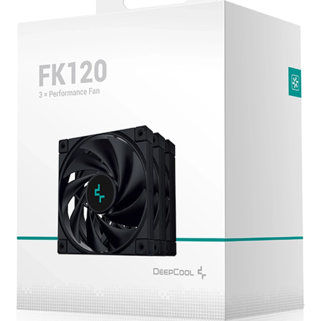 DeepCool FK120 3x 120mm 1850RPM 69CFM 4-Pin PWM عالي الأداء للحافظات ومبردات وحدة المعالجة المركزية - أسود