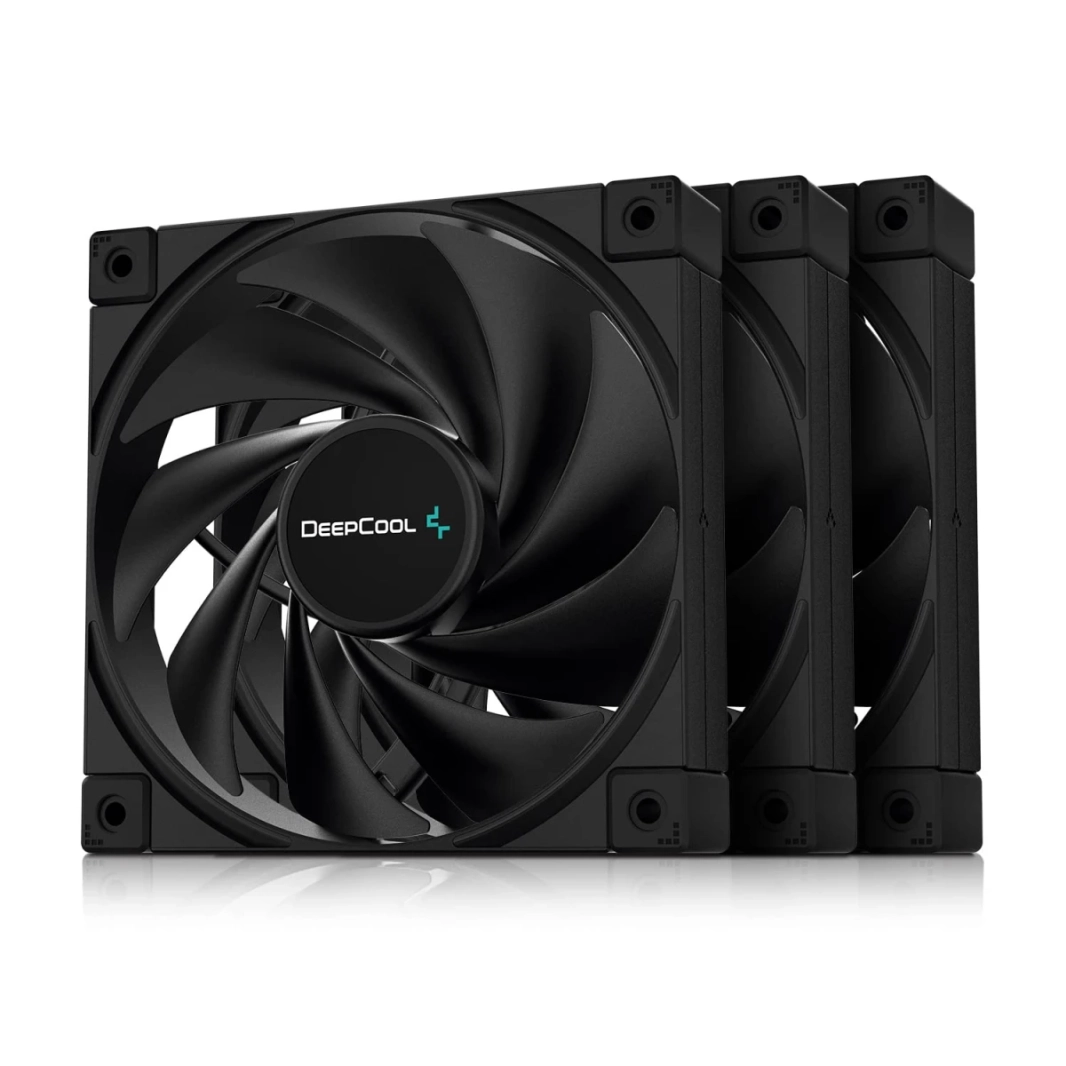 DeepCool FK120 3x 120mm 1850RPM 69CFM 4-Pin PWM عالي الأداء للحافظات ومبردات وحدة المعالجة المركزية - أسود
