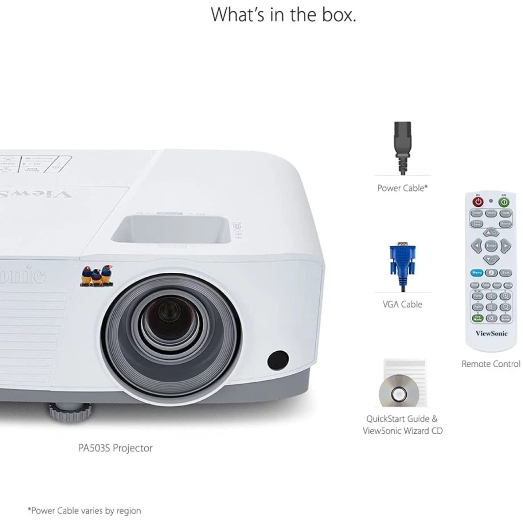 ViewSonic PA503S 3800 Lumens SVGA High Brightness Projector Projector for Home & Office w/ HDMI Vertical Keystone