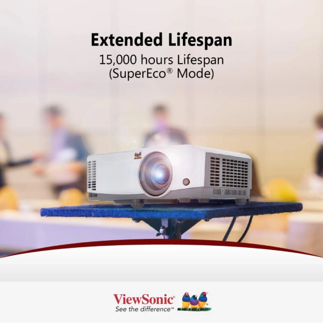 جهاز عرض الأعمال ViewSonic PA503SE SVGA بقوة 4000 لومن ومكبر صوت عمودي وعمر مصباح 15000 ساعة وصورة عرض 300 بوصة