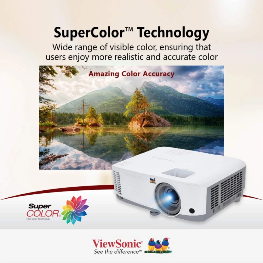 جهاز عرض الأعمال ViewSonic PA503SE SVGA بقوة 4000 لومن ومكبر صوت عمودي وعمر مصباح 15000 ساعة وصورة عرض 300 بوصة